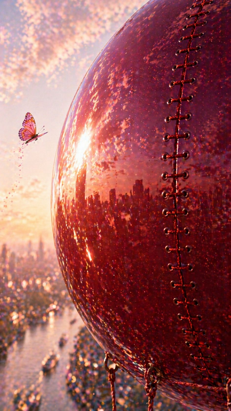 Cherry balloon texture closeup