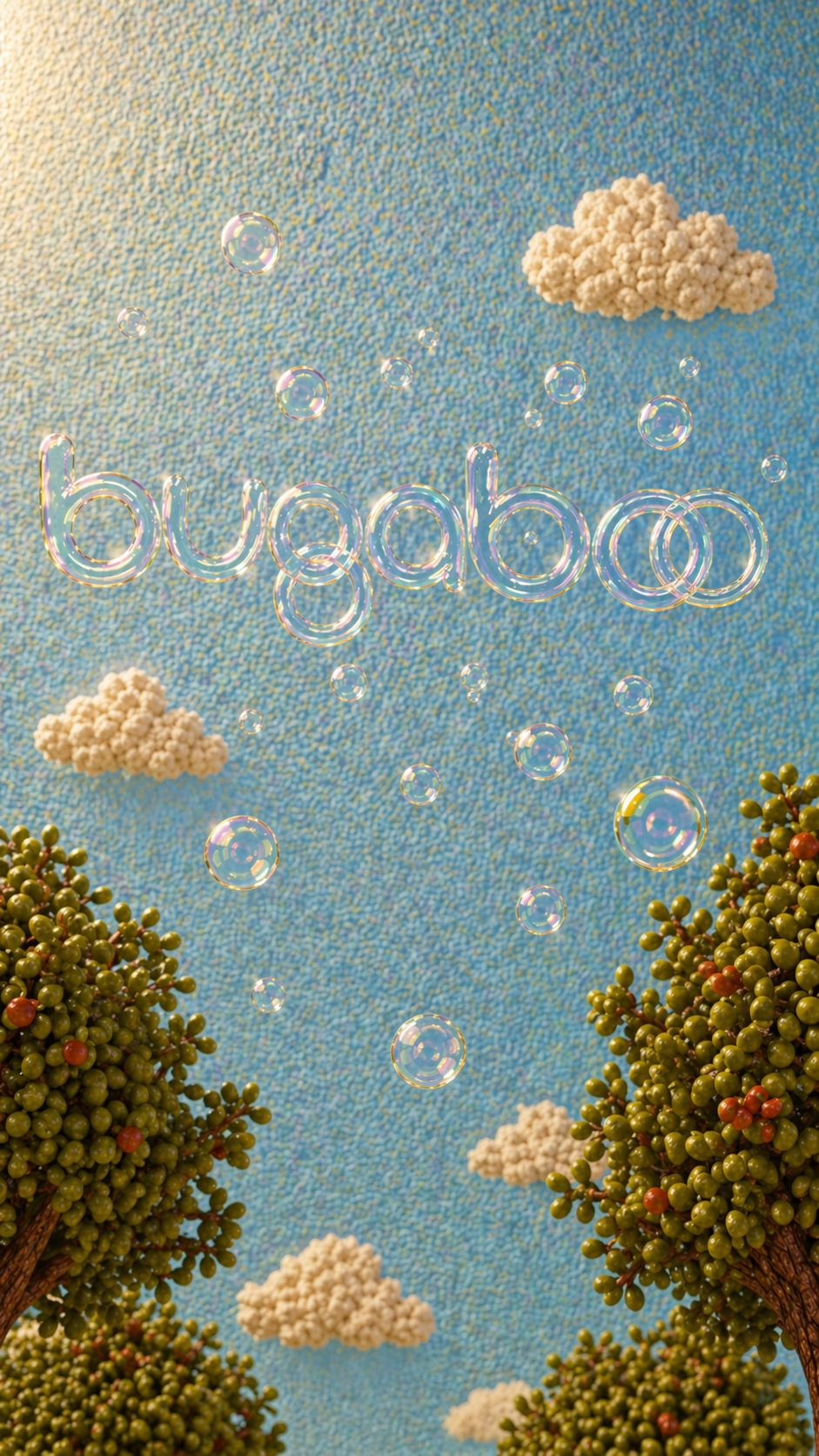 Bubbles forming bugaboo logo, baby POV